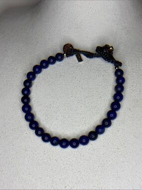 Dark Blue lapis lazuli Beaded Adjustable Bracelet